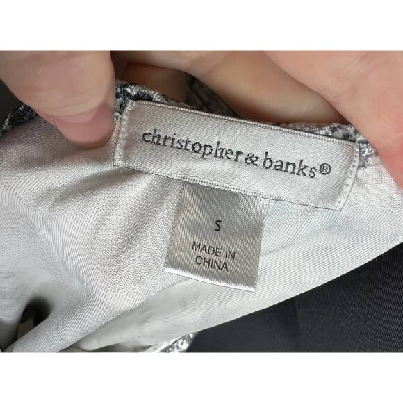 Christopher & banks knit top velour sheer white black - Picture 9 of 11